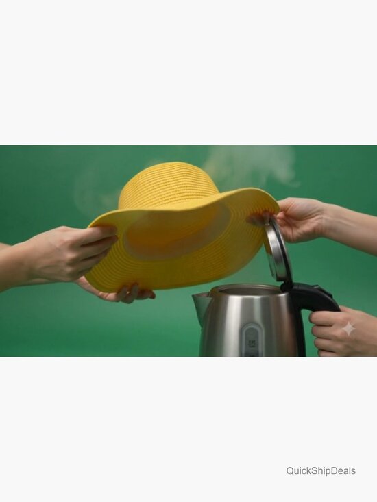 Wide Brim Floppy Straw Sun Hat with UPF 50, Adjustable Chin Strap